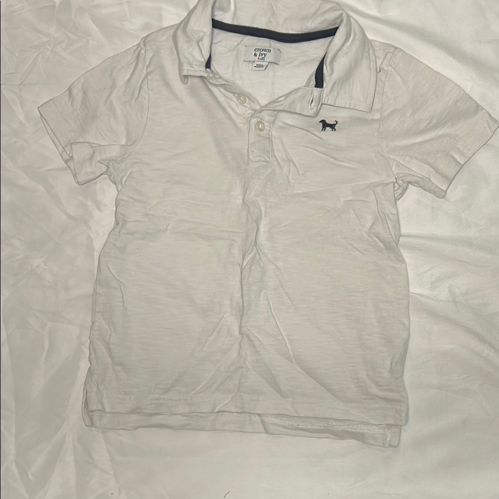 Crown and Ivy White Polo Kid’s Shirt with Embroidered Logo